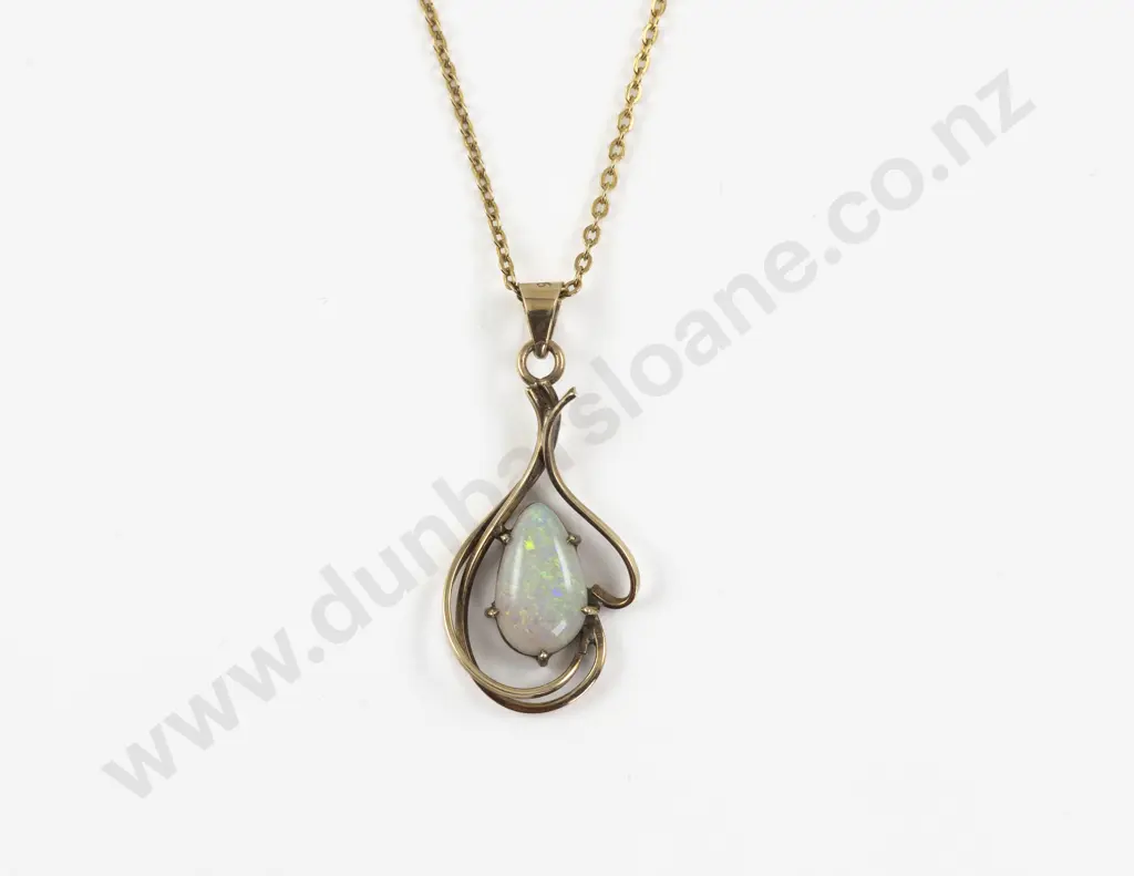 9ct Framed Single Stone Opal Pendant Image 1++
