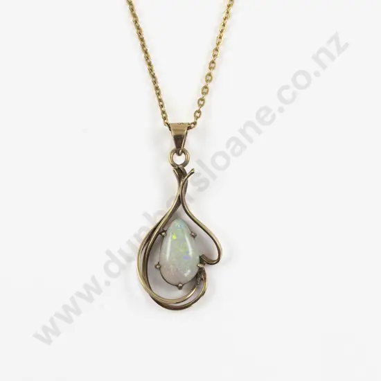 9ct Framed Single Stone Opal Pendant