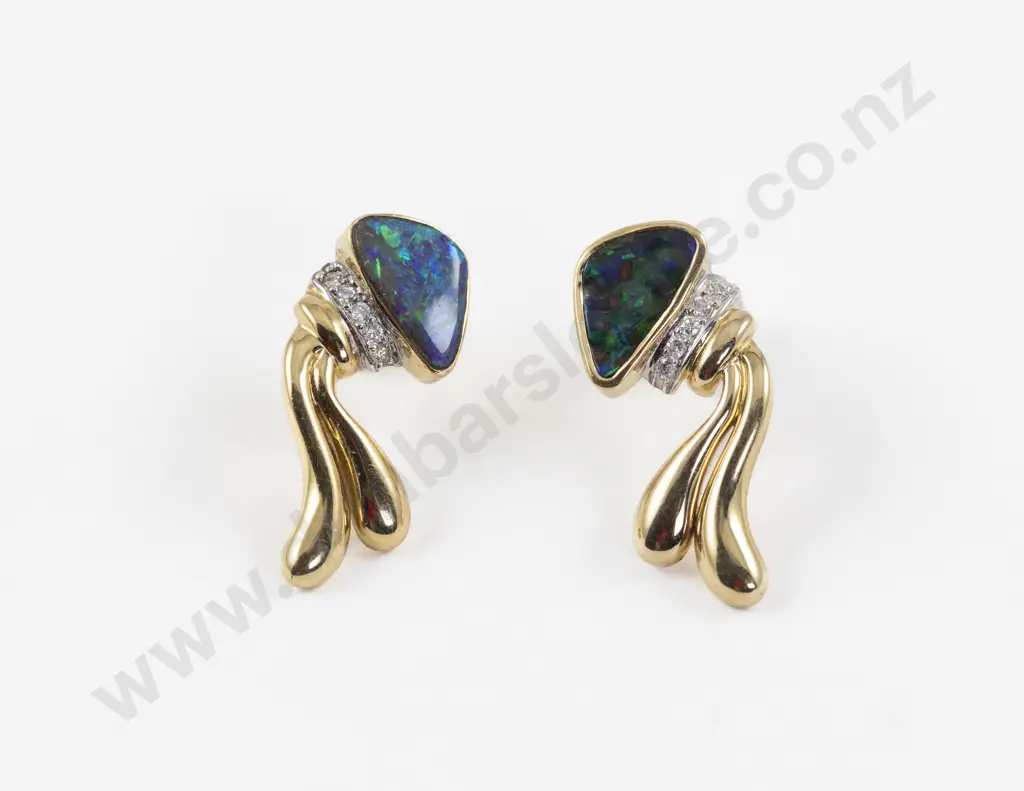 Pair 18ct Opal and Diamond Pendant Drop Earrings Image 1++