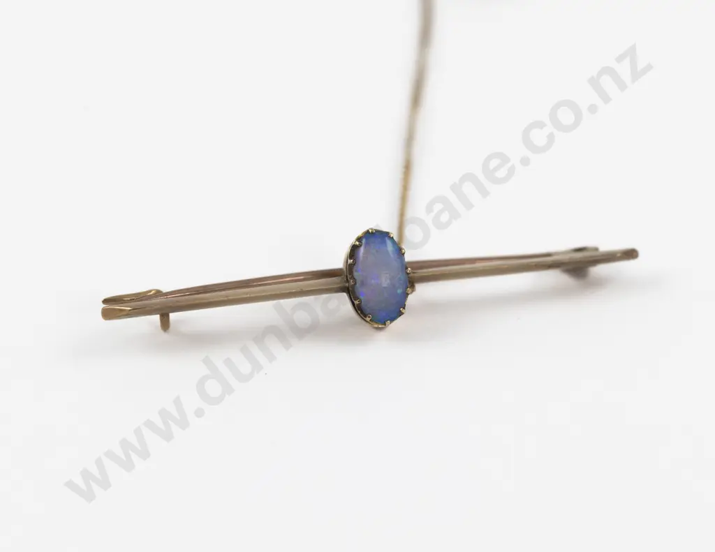 14ct Single Opal Bar Brooch Image 1++