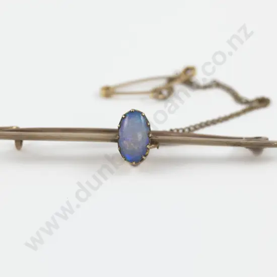 14ct Single Opal Bar Brooch