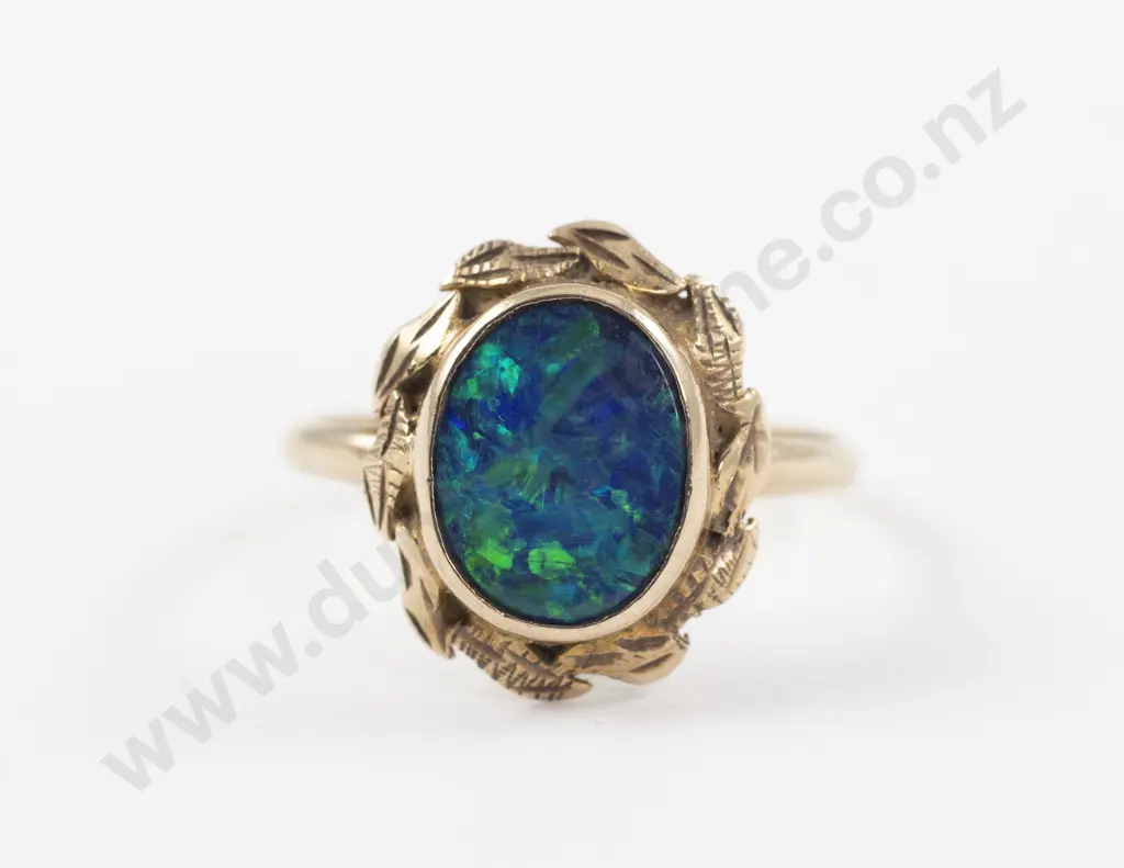 9ct Single Opal Doublet Ring Image 1++