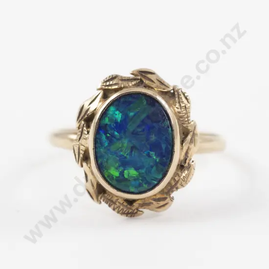 9ct Single Opal Doublet Ring