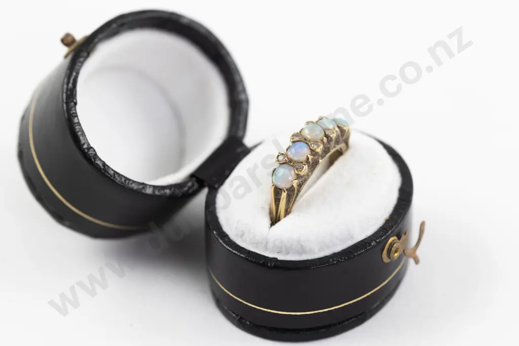 18ct 13Stone Diamond and Opal Bridge Ring Image 1++