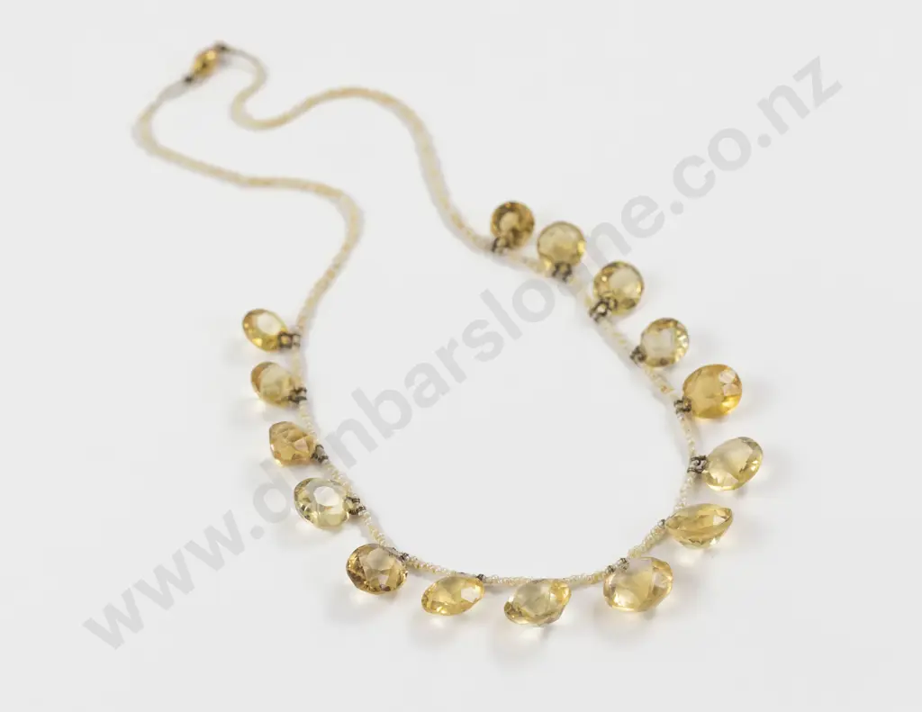 Edwardian 15Stone Citrine and Seed Pearl Necklace Image 1++