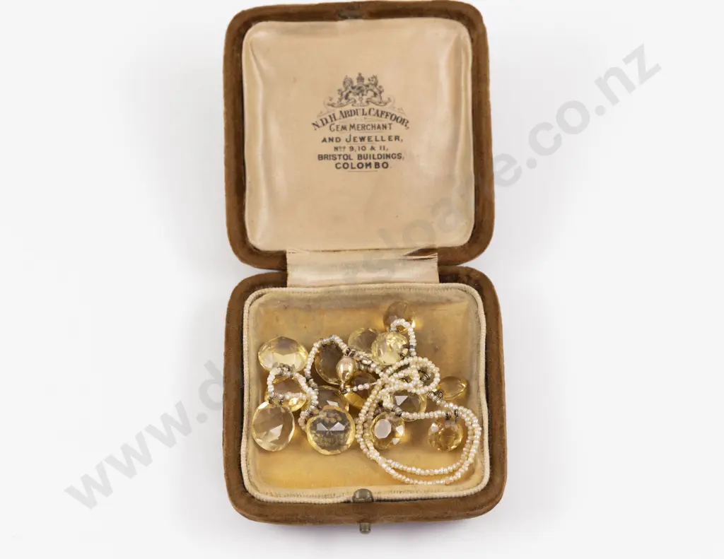 Edwardian 15Stone Citrine and Seed Pearl Necklace Image 1++