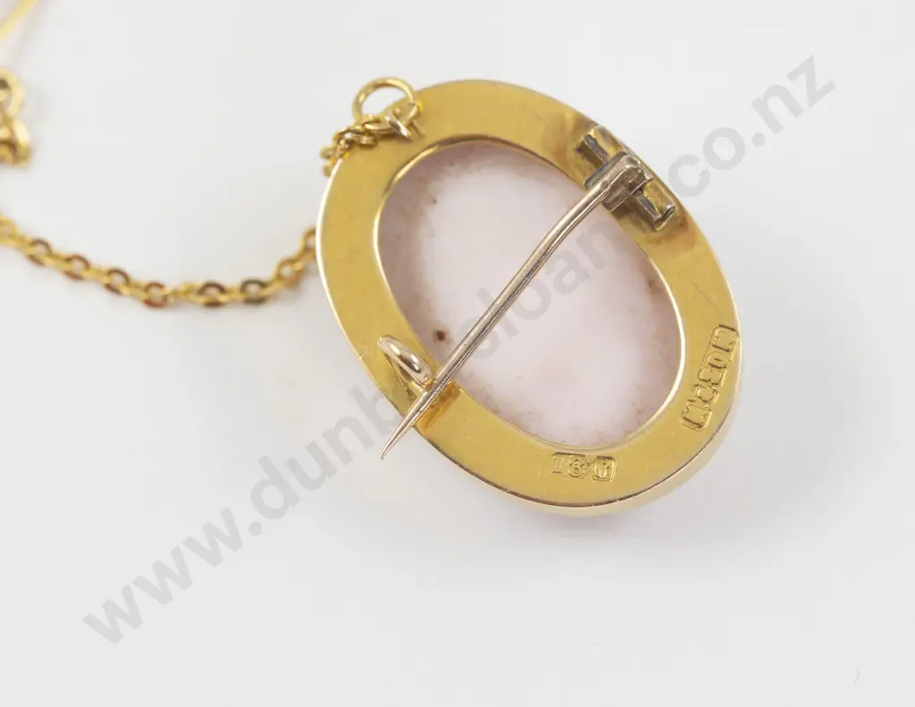18ct Framed Classical Portrait Cameo Brooch Image 1++
