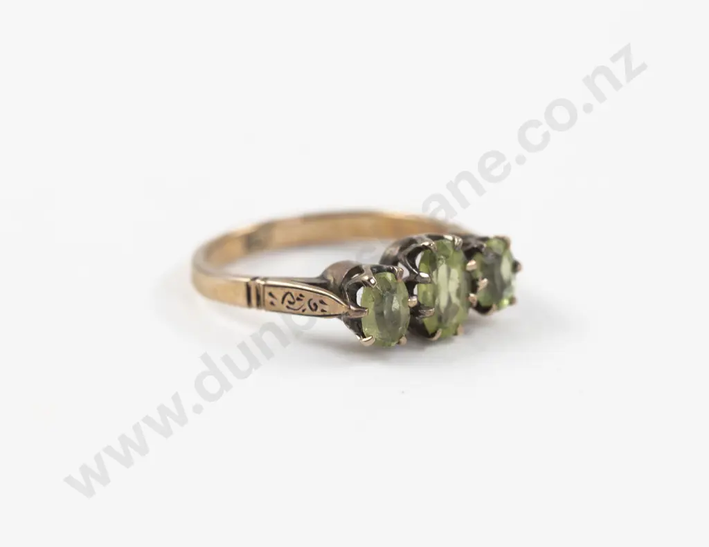 9ct Three Stone Peridot Bridge Ring Image 1++