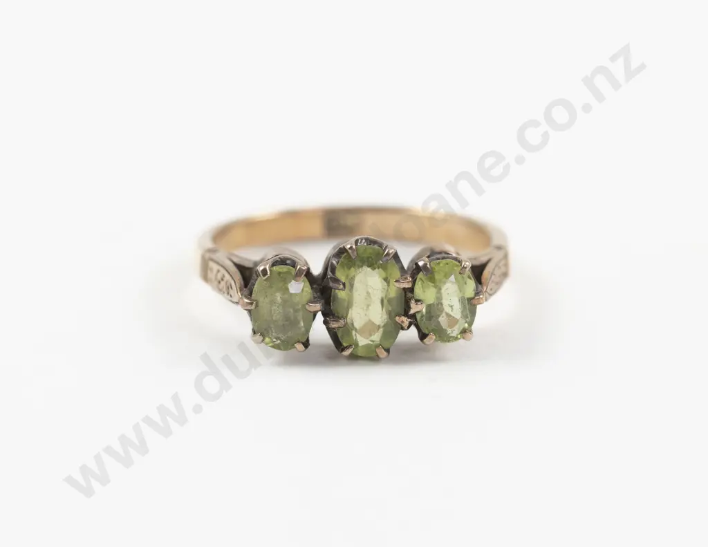 9ct Three Stone Peridot Bridge Ring Image 1++