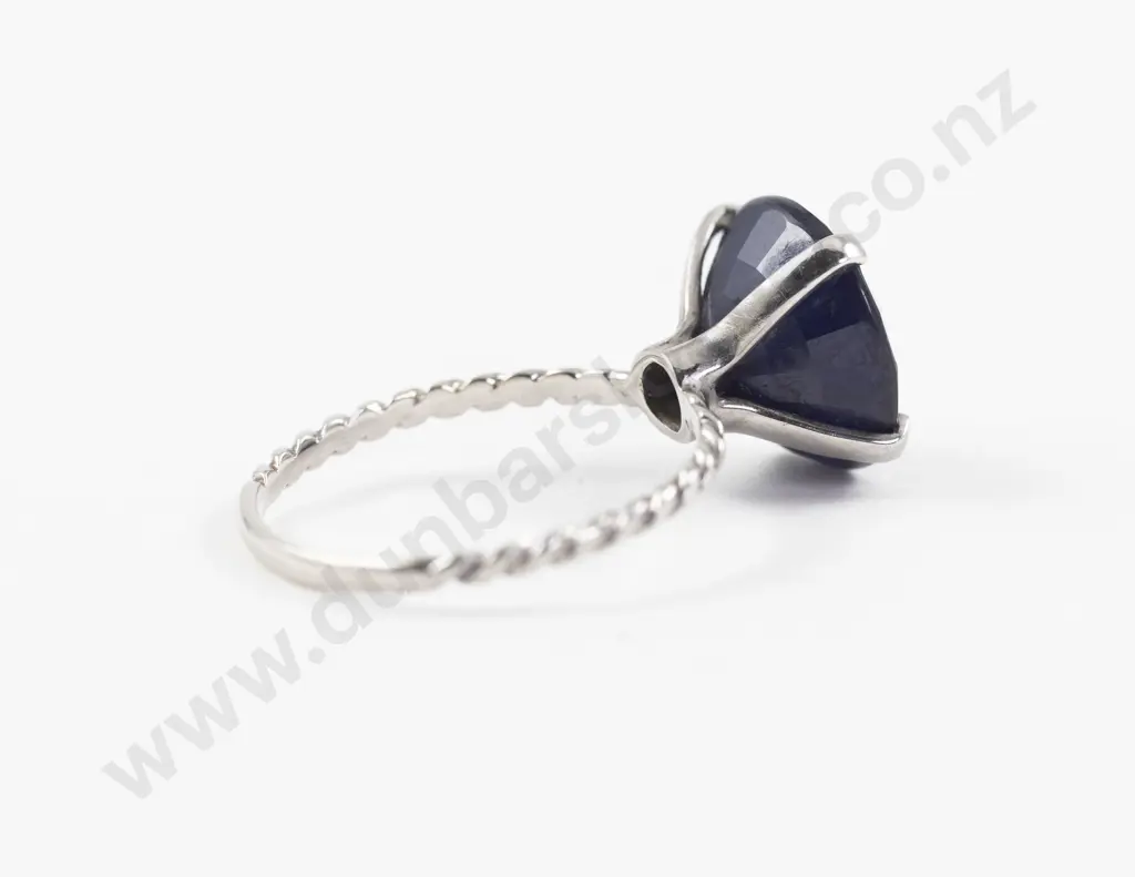 9ct White Gold Single Sapphire Dress Ring Image 1++