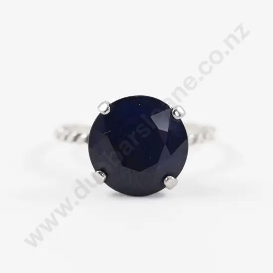 9ct White Gold Single Sapphire Dress Ring
