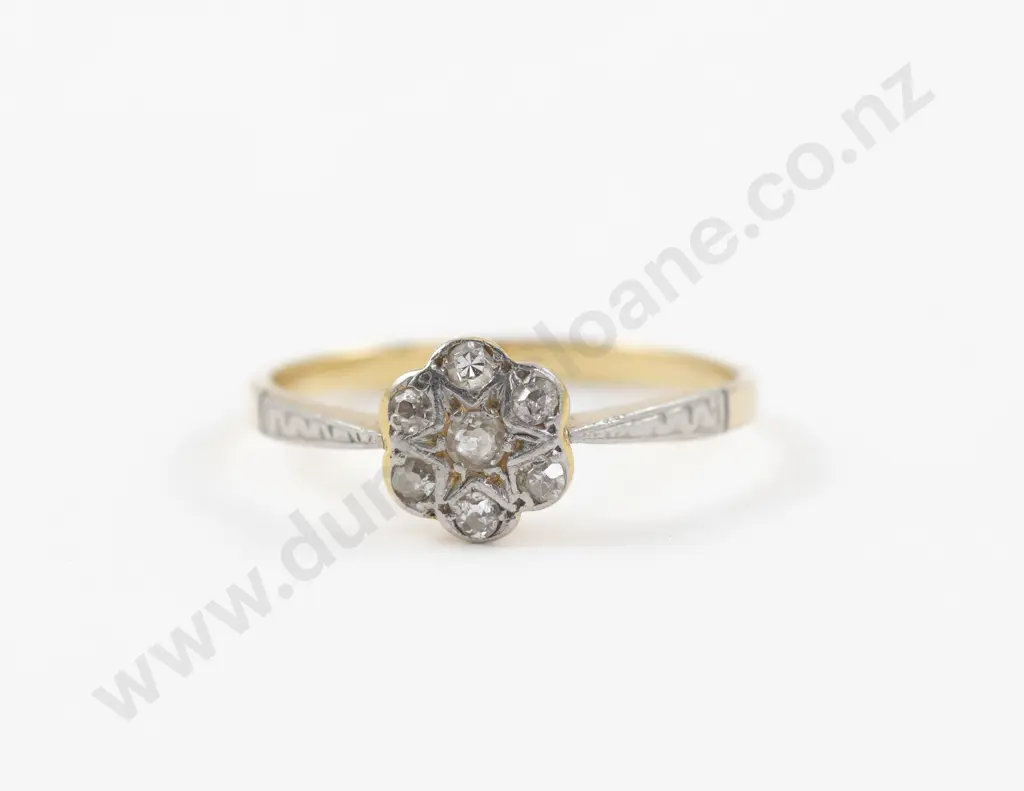 14ct Seven Stone Diamond Floret Cluster Ring Image 1++