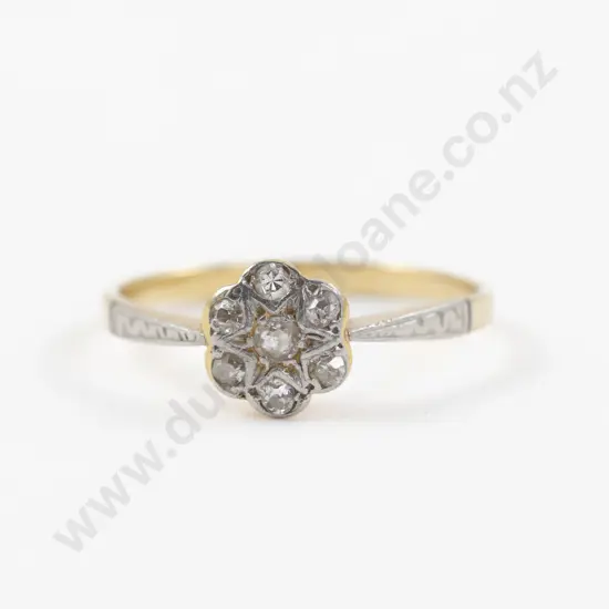 14ct Seven Stone Diamond Floret Cluster Ring