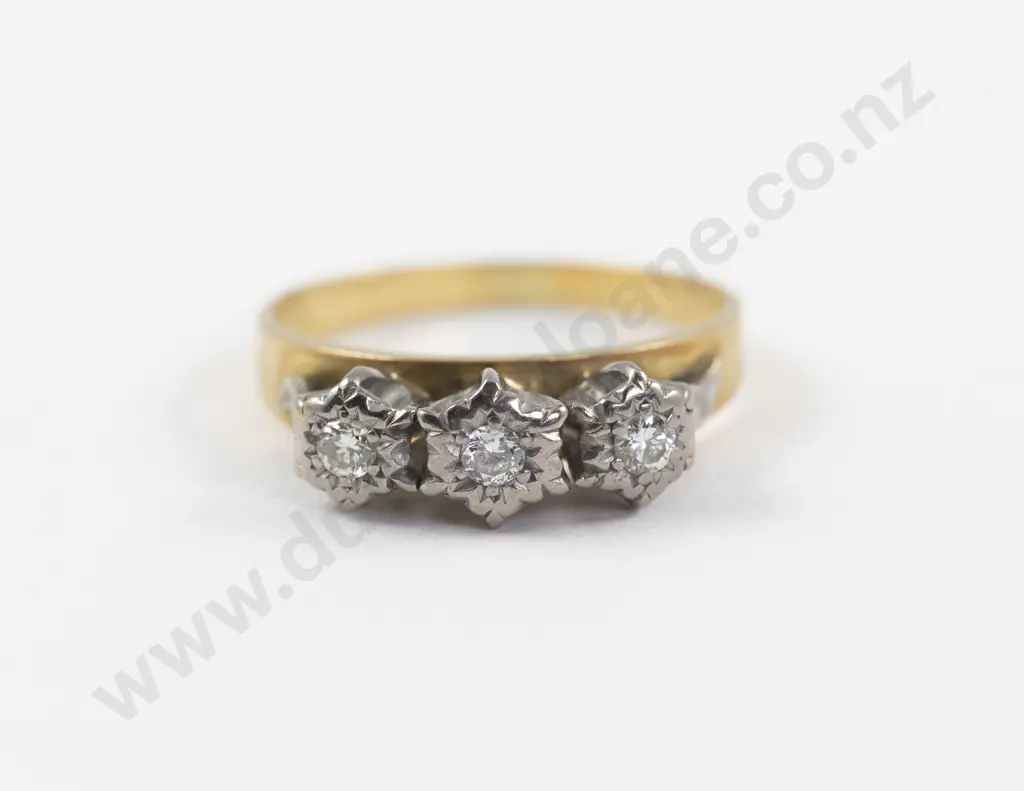18ct Three Stone Diamond Bridge Ring Image 1++