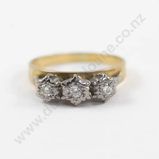 18ct Three Stone Diamond Bridge Ring