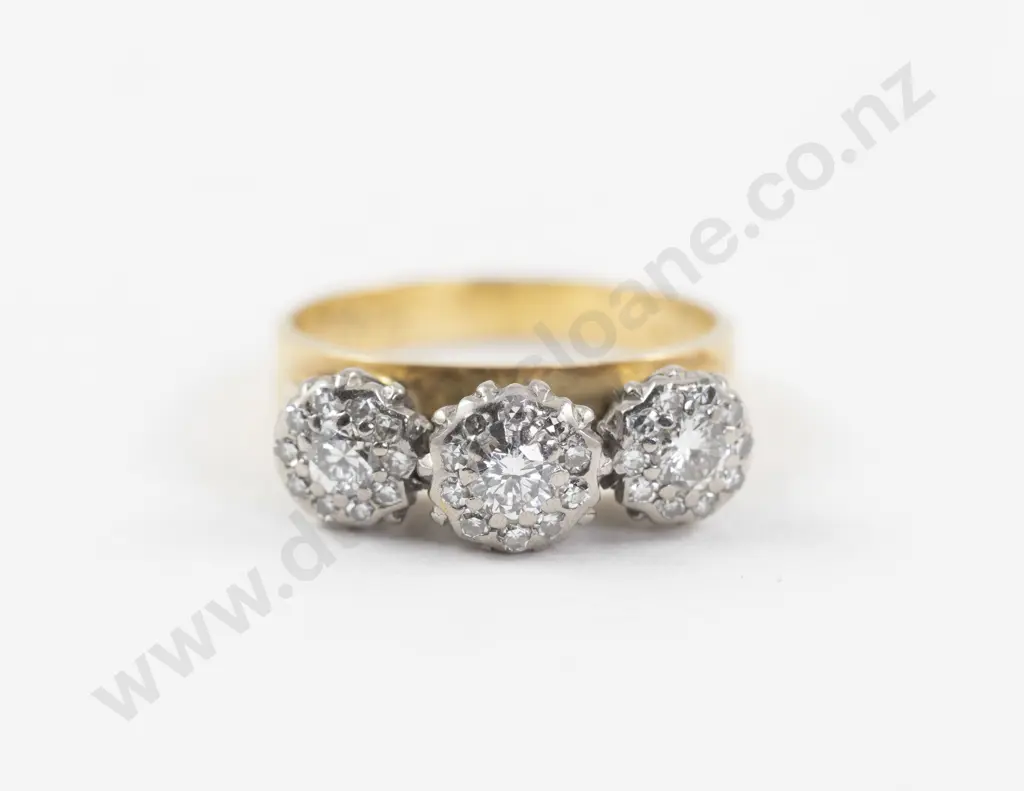 18ct Triple Cluster Diamond Bridge Ring Image 1++