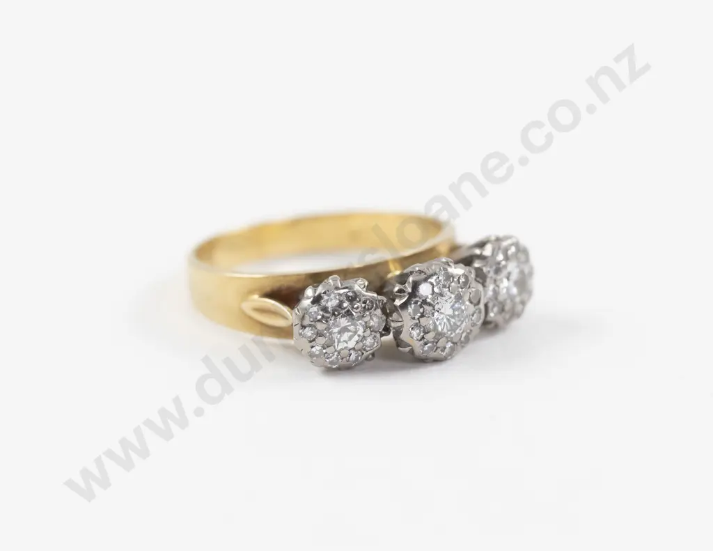 18ct Triple Cluster Diamond Bridge Ring Image 1++
