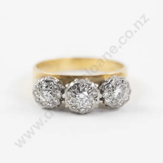 18ct Triple Cluster Diamond Bridge Ring