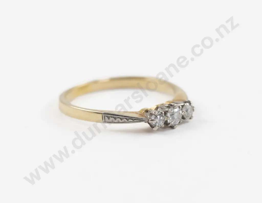 18ct Three Stone Diamond Bridge Ring Image 1++