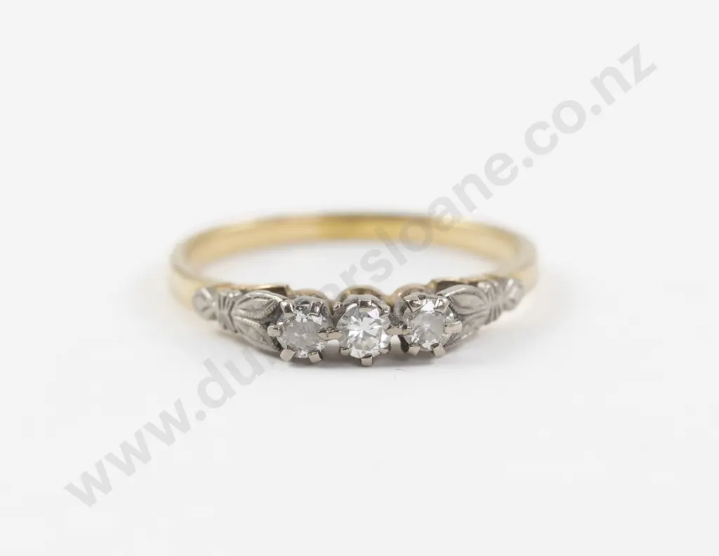 18ct Three Stone Diamond Bridge Ring Image 1++