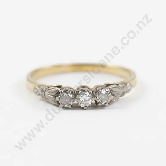 18ct Three Stone Diamond Bridge Ring