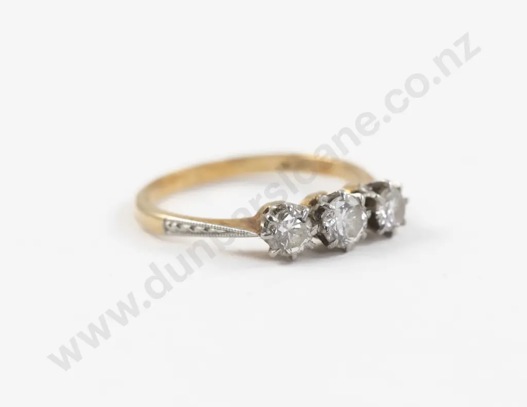 18ct Three Stone Diamond Bridge Ring Image 1++