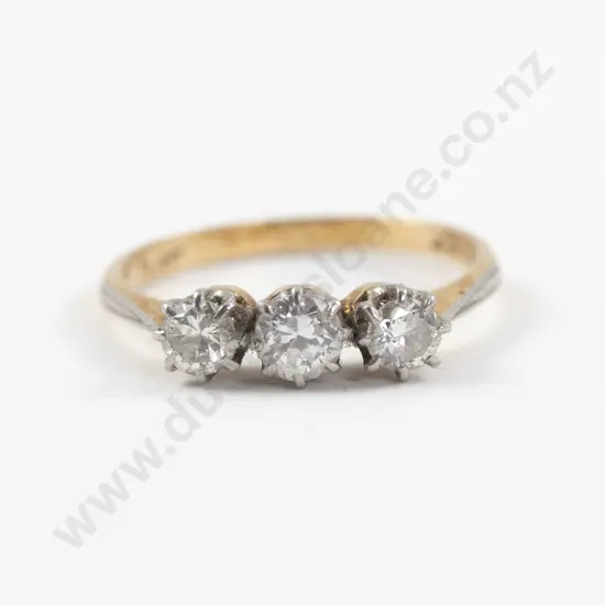 18ct Three Stone Diamond Bridge Ring