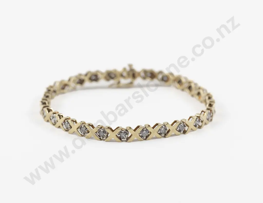 9ct Fancy Link Diamond Bracelet Image 1++