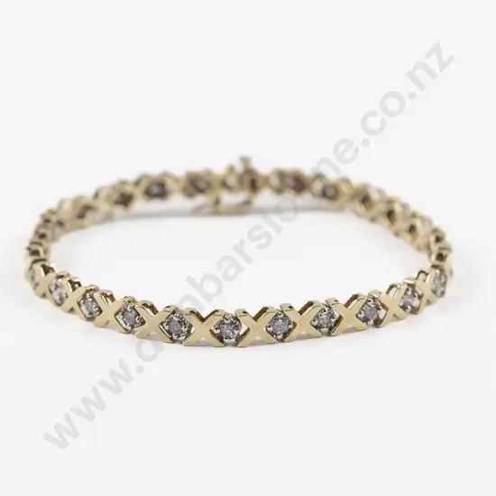 9ct Fancy Link Diamond Bracelet