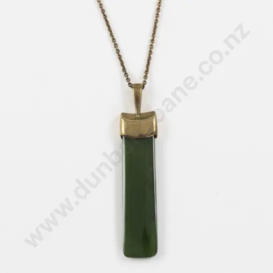 NZ 9ct Mounted Greenstone Pendant