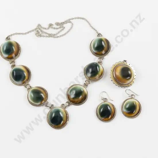 S/S Mounted Cats Eye Necklace