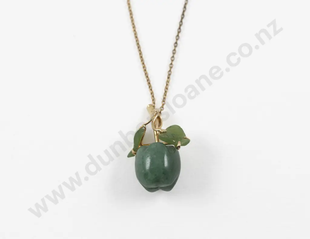 14ct Gold Jade Apple Pendant Image 1++