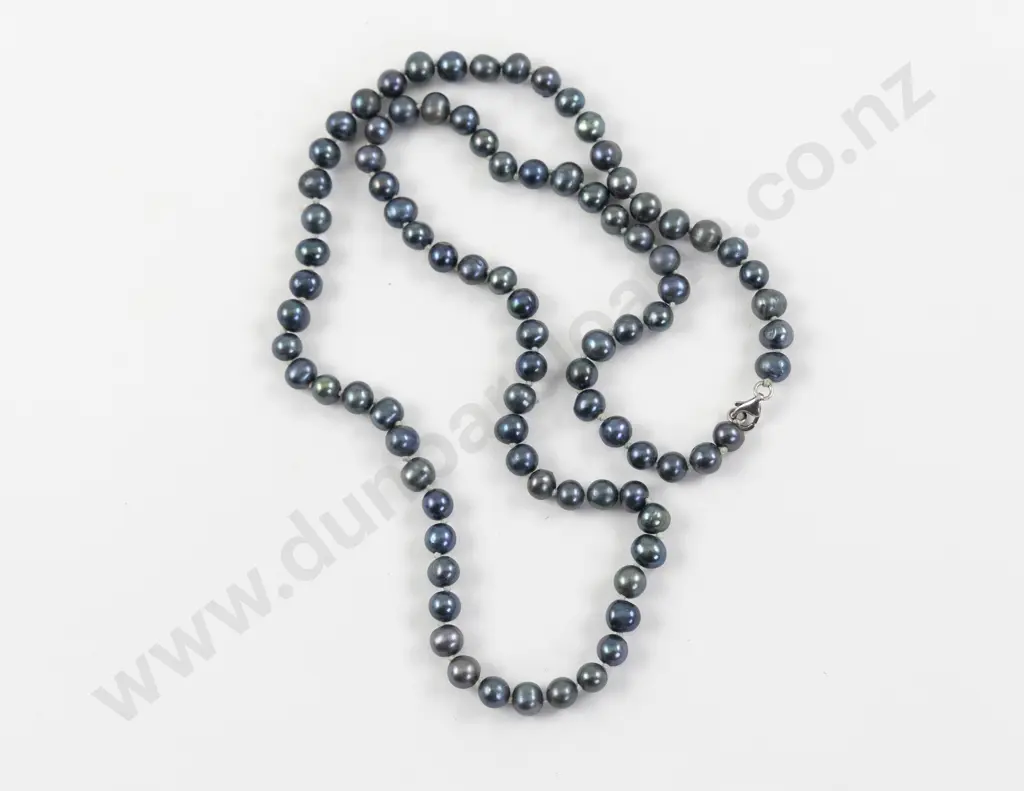 Single Strand Black Freshwater Pearl Necklace Image 1++