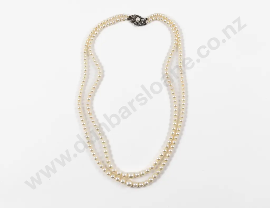 Mikimoto Double Strand Graduated Cultured Pearl Necklace Image 1++