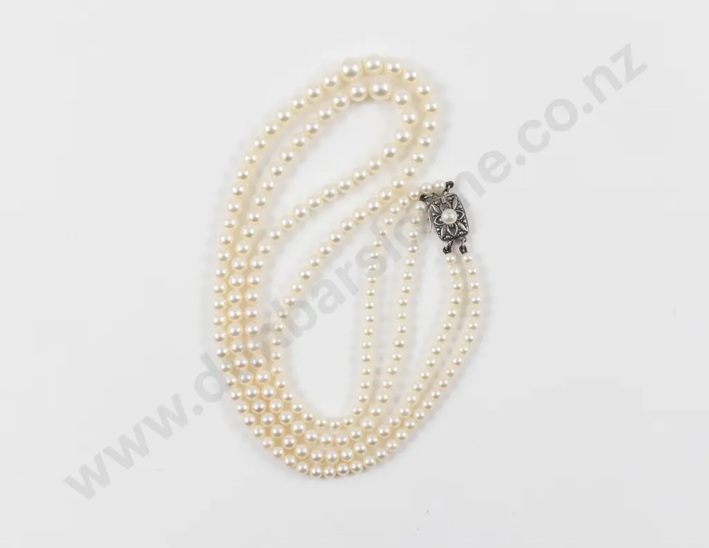 Mikimoto Double Strand Graduated Cultured Pearl Necklace Image 1++