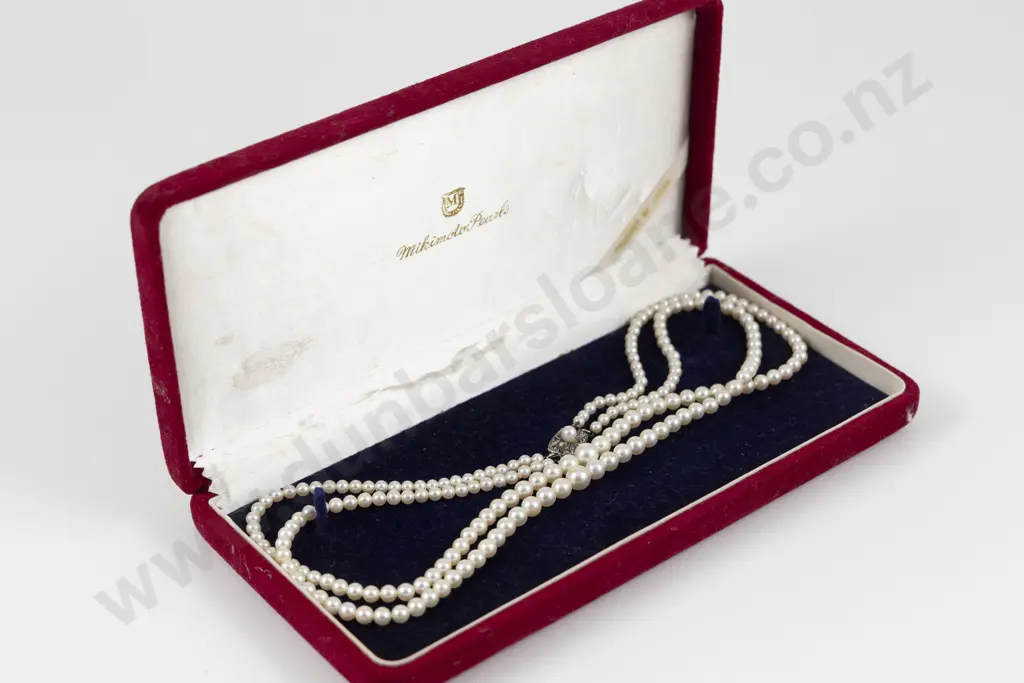 Mikimoto Double Strand Graduated Cultured Pearl Necklace Image 1++