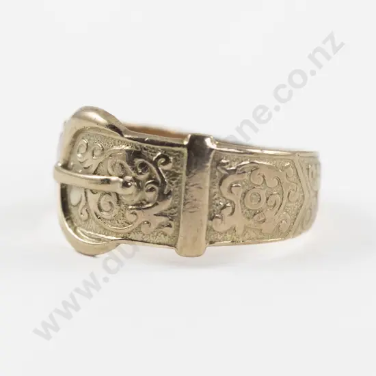 9ct Engraved Buckle Band Ring