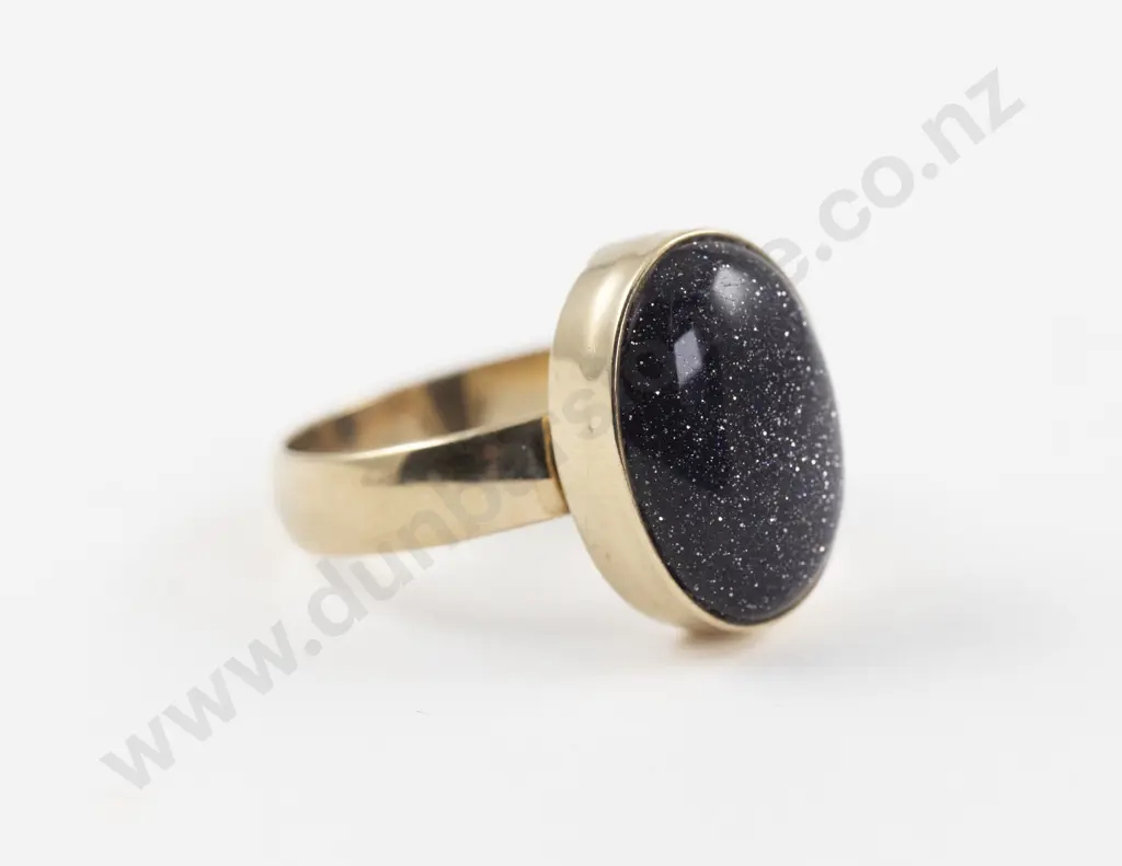 9ct Single Stone Purple Goldstone Ring Image 1++