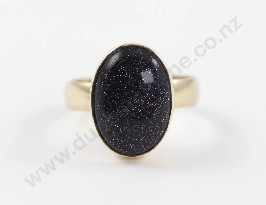 9ct Single Stone Purple Goldstone Ring Image 1++