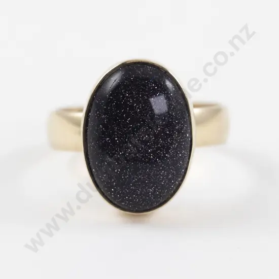 9ct Single Stone Purple Goldstone Ring
