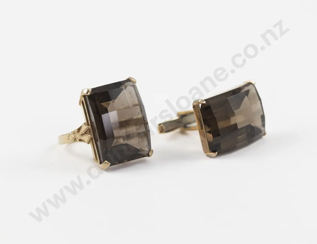 9ct Single Smoky Quartz Dress Ring Image 1++