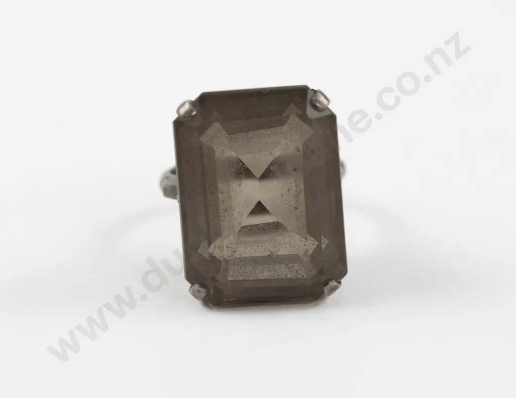 Sterling Silver Large Smoky Quartz Dress Ring Image 1++