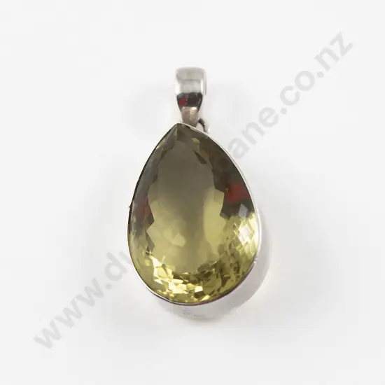S/S Framed Citrine Pendant