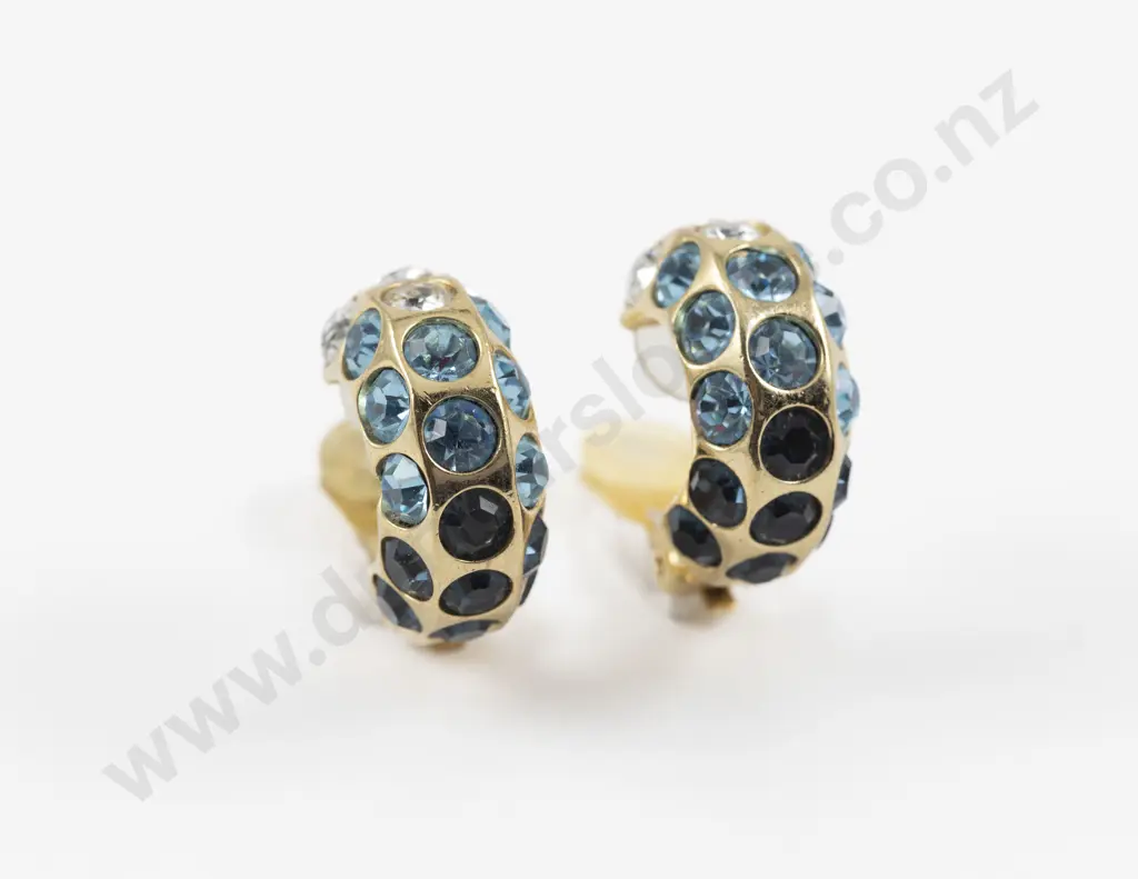 Vintage Christian Dior Gold Plated Crystal Clip On Earrings Image 1++