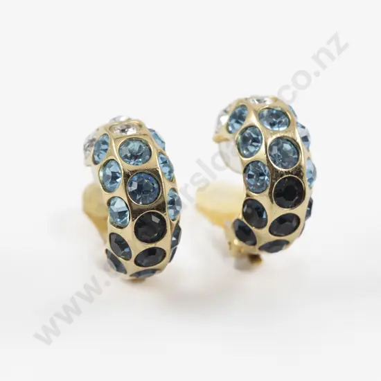 Vintage Christian Dior Gold Plated Crystal Clip On Earrings