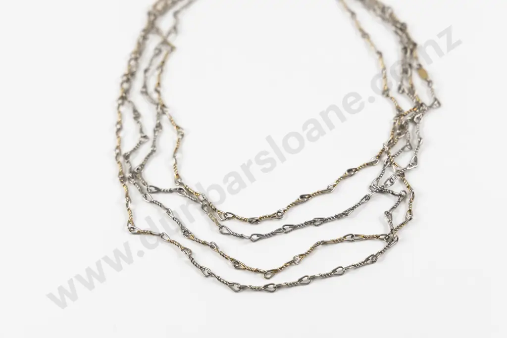 Christian Dior Gold Plated and Silver Fancy Link Neck Chain Image 1++