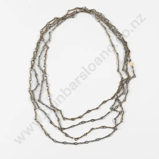 Christian Dior Gold Plated and Silver Fancy Link Neck Chain