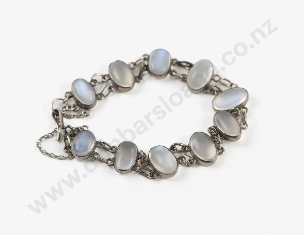 Silver Mounted 10Stone Moonstone Bracelet Image 1++