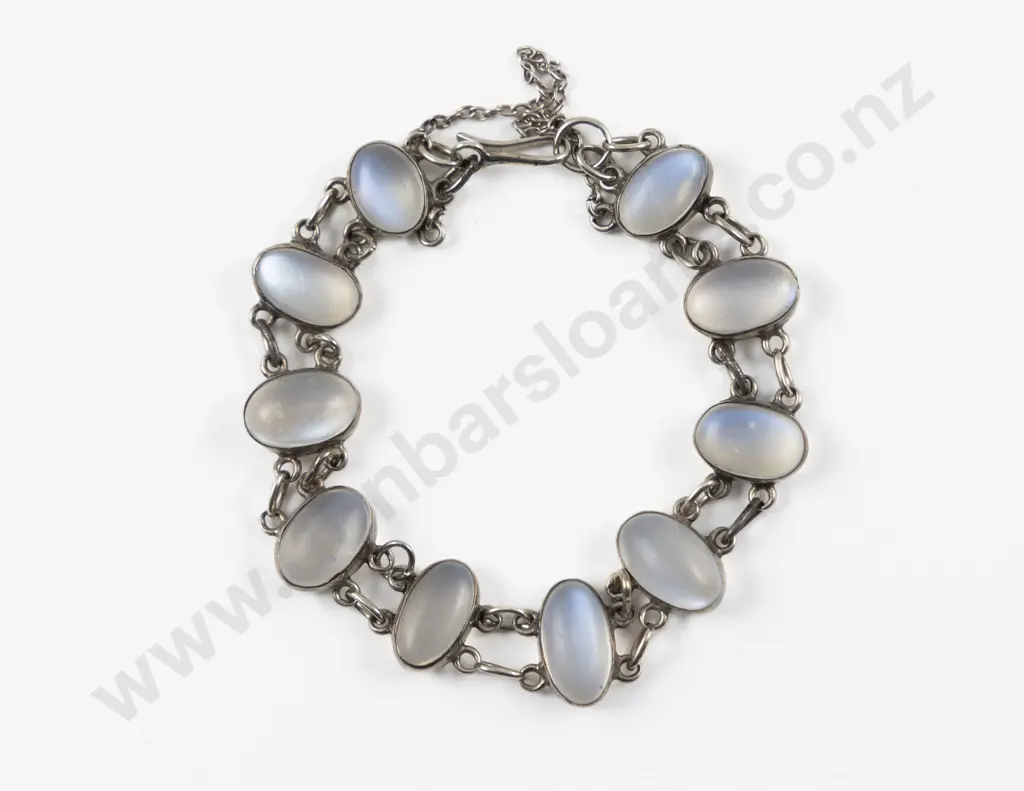 Silver Mounted 10Stone Moonstone Bracelet Image 1++