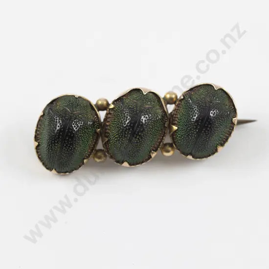 Antique 9ct Framed Scarab Beettle Brooch